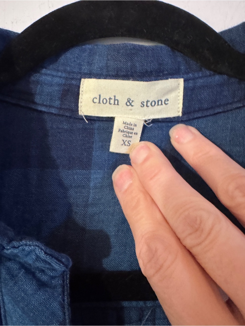 Anthropologie Cloth & Stone Blue Plaid Mireille Shirt Hi-Lo Size Extra Small EUC - Picture 4 of 5